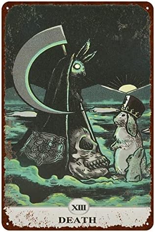 Vintage zec kosični znakovi - smiješne tarot kartice smrti XIII METEL ZILJE - Retro zidni dekor Početna