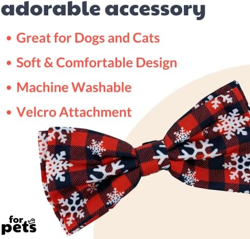 Huxley & Kent kravata za kućne ljubimce | Buffalo & Snow | Božićni odmor Velcro Bowing ovratnik za ovratnik | Zabavni luk za pse i mačke | Slatka, udobna i izdržljiva | H & K luk kravata