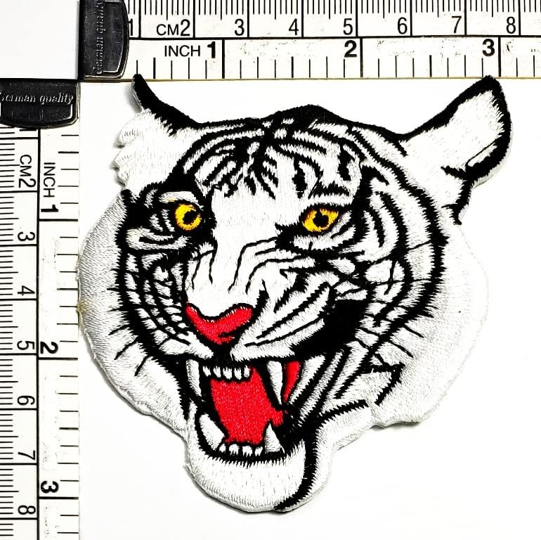 Kleenplus 2kom. Bijeli Snježni Tigar lice Crtić Patch Tiger naljepnica zanatske zakrpe DIY aplikacija vezeni