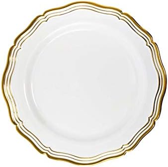Decorline bijeli i Zlatni tanjiri za večeru - 10 | / kolekcija aristokrata / pakovanje od 10 komada