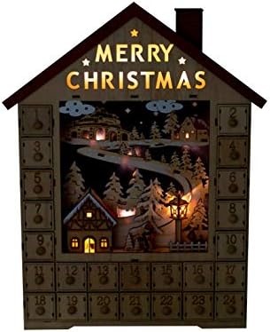 Pametne kreacije drveni Božićni Adventski kalendar, odbrojavanje do Božića, LED praznična dekoracija, baterija,