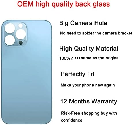 Perzework OEM zamjena stražnjeg stakla kompatibilna s iPhoneom 13 pro max 6.7 inch svi nosači s unaprijed