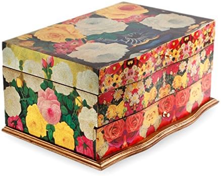 NOVICA ručno izrađena Decoupage kutija za nakit, Bright Bouquet'