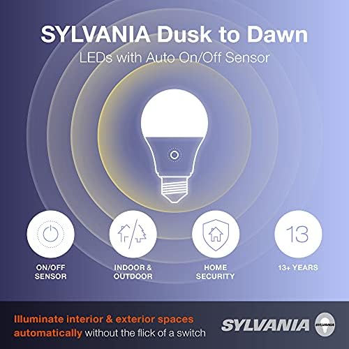 SYLVANIA Dusk to Dawn A19 LED sijalica sa senzorom za automatsko uključivanje/isključivanje svjetla, 60W=9W,