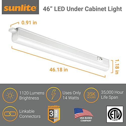 Sunlite 53074-su LED 46-inčno povezivanje pod ormarom, 14 vati, 120 volti, 1120 lumena, za kuhinje, kupatila,