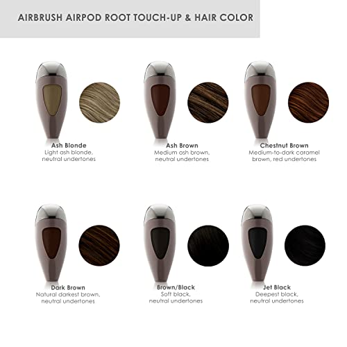 TEMPTU Airpod Airbrush Root Touch Up & amp; privremena boja kose: sprej za pokrivanje korijena kod kuće za TEMPTU Air, prikrijte sive boje, popunite ivice, brade & obrve brzo & amp; Lako, amonijak & amp; Bez peroksida, 6 nijansi