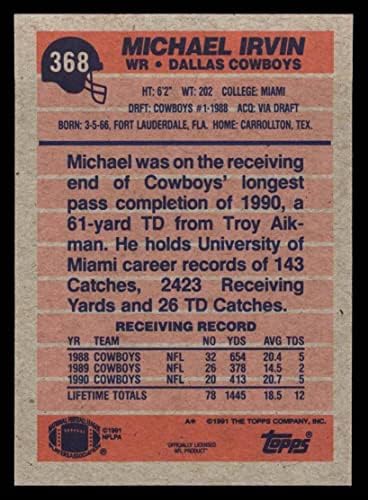 1991 TOPPS 368 Michael Irvin Dallas Cowboys Nm / Mt kauboji Miami