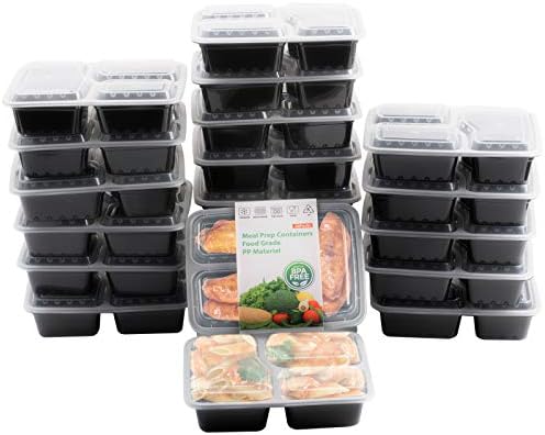 Pinshion 20 Pakovanje Prep kontejnere 3 Department Bento kutija 1050ml / 36 oz Zapremina za mikrovalnu hranu