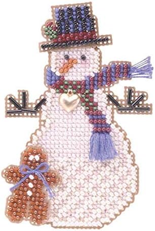 Mill Hill Gingerman Snježni šarmer Beaded Brojeni ukršteni bod Ornament snjegović Kit Mill Hill 2003 šarmeri