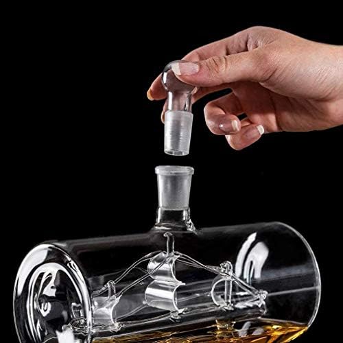 Havefun Sobriety Whisky Decanter Set sa 4 čaše & amp; stalak za hrastovo drvo, jedinstveni dozator pića