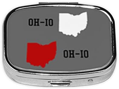 Oh-Io State Square Mini pilula sa ogledalom prenosivi kompaktni pretinci kutija za pilule