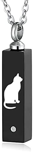 DOTUIARG kremiranje privjesak Bar pravougaonik Crna urna Privjesak Ogrlica kućni ljubimac mačka - ljubav