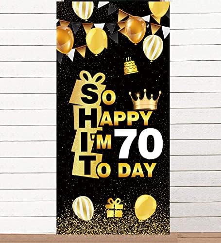 Tako sretan sam 70 danas crno zlato Banner pozadina Crown Hallo sedamdeseti živjeli do 70 godina tema dekor