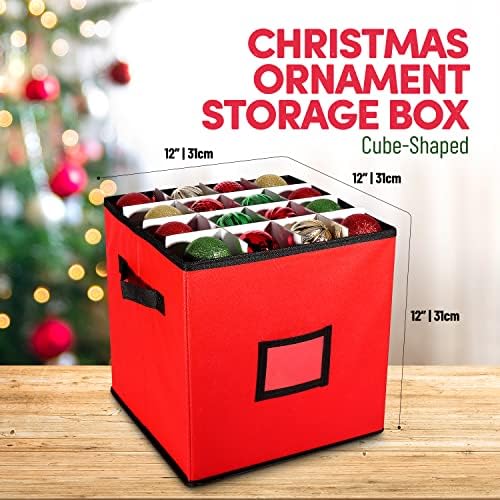 Kutija za odlaganje božićnog ornamenta - 12 x 12 inča, 4-slojni ornament kontejner za odlaganje do 64 božićne