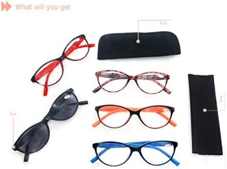 Heeyyok za čitanje naočale žene 2,50 5-pakovanje, prekrasne ženske čitatelje, kvalitetna opružna šarka šarenog