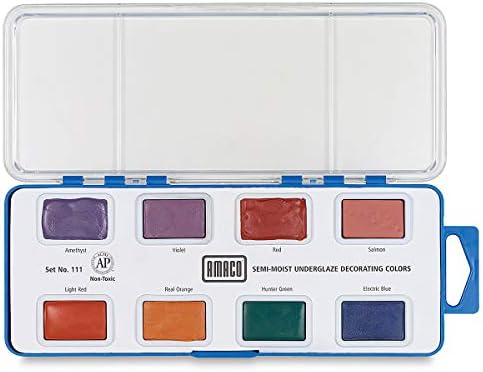 AMACO netoksični polu-vlažni Underglaze Set u plastičnoj kutiji - Set D, 1.5 oz, razne boje, Set od 8