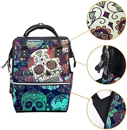 Guerotkr Travel Backpack, Torba za pelenu, Backpack Pelenerine, uzorak apstraktnog cvijeta lubanje