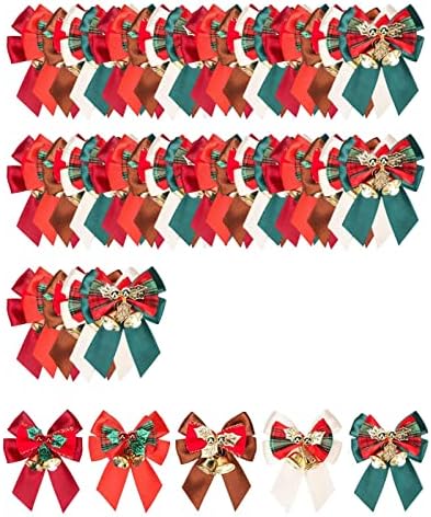 Shamjina 50porci dekoracija luka sjaj sa zvonima DIY kravate ukrasi ukrasni privjesak za božićnu stablionsku