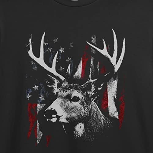 B Nosite sportsku zastavu na američkoj zastavi sa jelenom lov na otvorenom za muškarce grafički kratki rukav