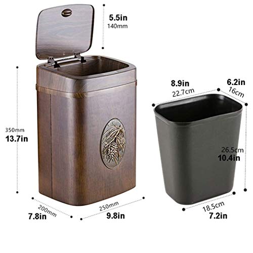 Zyjbm Drvena kvadratna kamena, automatsko osjetljivo smeće može sa poklopcem, kuhinjski kantu za smeće za