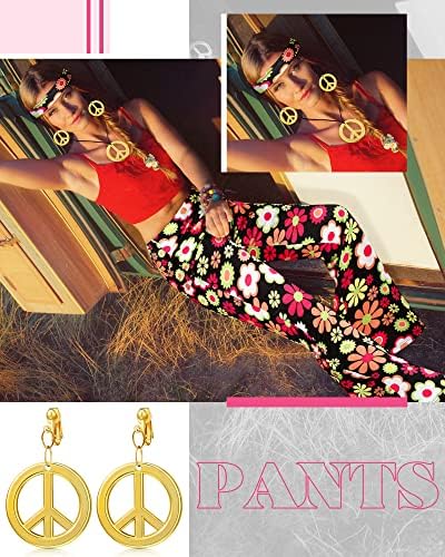 70s kostim za žene Bell Bottom Boho rasplamsane pantalone hipi Outfiti pantalone visokog struka Vintage