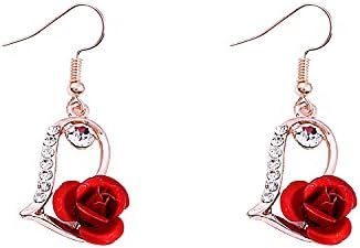 Slatke romantične etničke crvene ruže kapi naušnice Rhinestone naušnice Vintage za žene Rose Gold Spiral Dangle naušnica