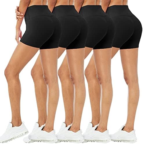 4 pakovanja Bajkerskih šorc za Žene – 5 rastezljive spandex šorc za vježbanje za ljeto Yoga Running Athletic