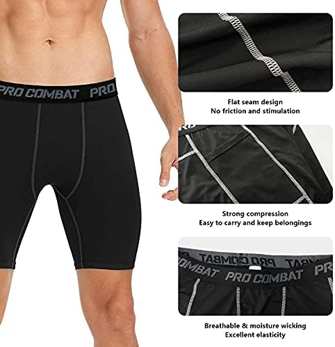 Pamyvia muške kratke hlače od 3 pakovanja sa džepovima atletski baselajer donje rublje za trčanje, trening,