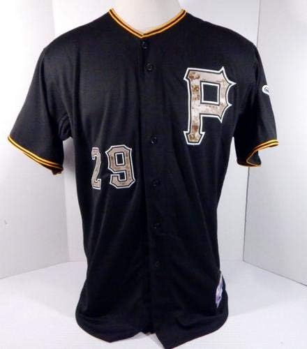 2014 Pittsburgh Pirates Bryan Morris 29 Igra izdana Black Jersey Camo 604 - Igra Polovni MLB dresovi