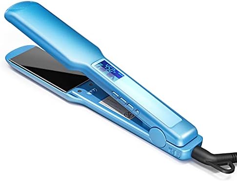 Pegla za kosu Titanium Flat Iron 1,75 inča široka ploča sa digitalnim LCD ekranom, podesiva temperatura