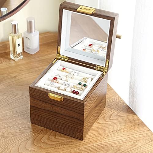 Kutija za nakit kutija za organizatore nakita drvena kvadratna kutija za čuvanje nakita poklon torbica za