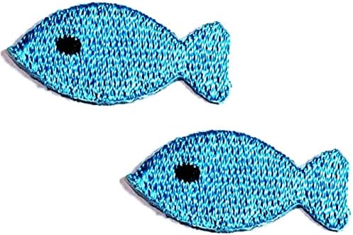 Kleenplus 2kom. Mini plava riba crtani crtani vezeni gvožđe na šiju na značku za farmerke jakne šeširi ruksaci