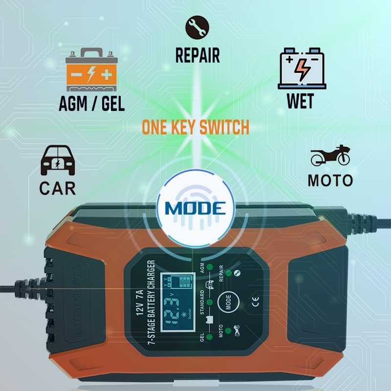 Foxsur Smart Car punjač za automobile 12v 7a za Motocycle Kamionet brod SUV RVs ATV / UTV kosilica olovne