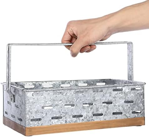 MyGift ručno izrađen srebrni pocinčani metalni Kuhinjski kontejner sa perforiranim dizajnom, ručkom za lako