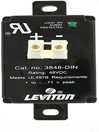 Leviton 3848-DIN 48 Volt DC, 2-polni, 2-žični, ormar za opremu SPD zaštitni uređaj od prenapona, žičani modul, Crni