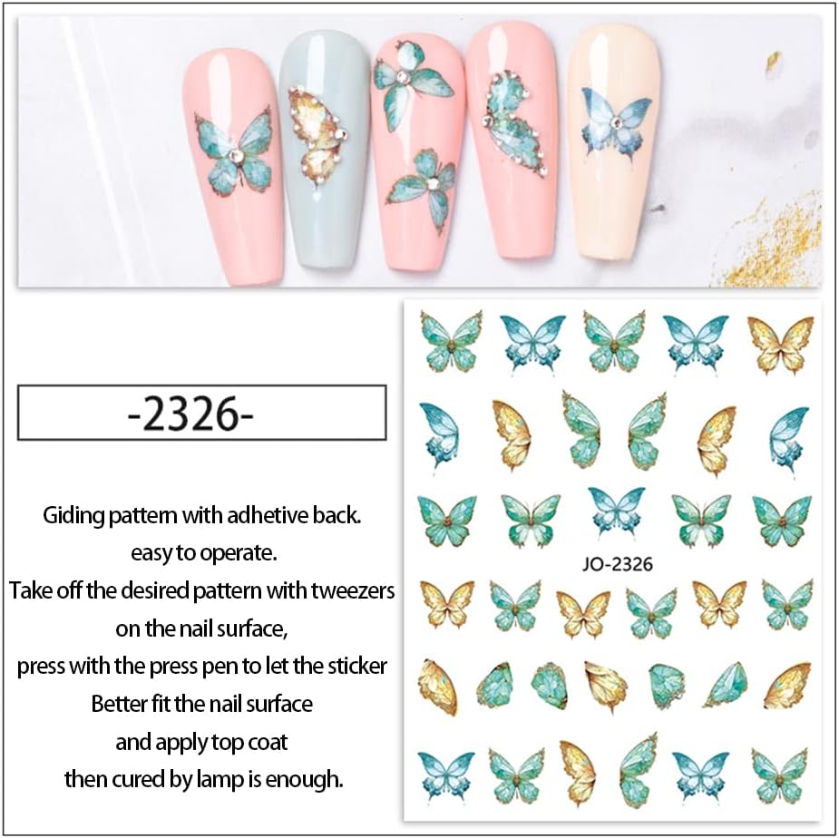 fuldgaenr leptir naljepnice za nokte 3D naljepnice za umjetnost noktiju ljetne vesele šarene leptire dizajne