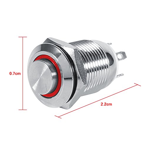 Anauto 12mm Circle LED vodootporni metalni trenutni gumb prekidač visokog ispiranja 4 pin 1no 1no