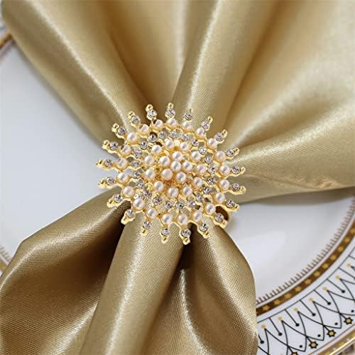 Zjhyxyh cvjetni biserni prsten od rinestona za prsten od salveta od kristalnog salveta za vjenčanje božićne