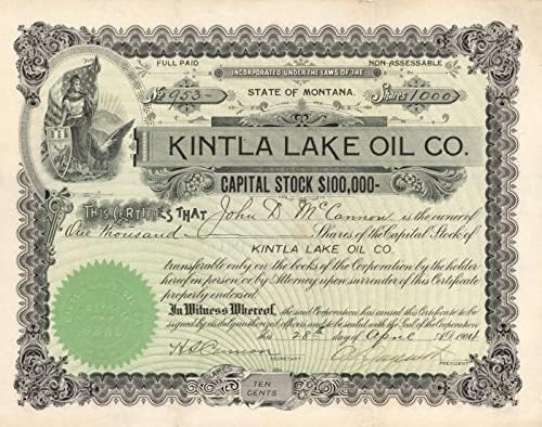 Kintla Lake Oil Co. - Certifikat Zaliha