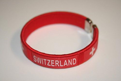 Švicarska Crvena Zastava zemlje fleksibilna narukvica za odrasle C narukvica 2,5 inča u prečniku X 0,5 inča široka novo