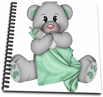 3Droza Slatka beba medvjeda sa zelenom pokrivačem i ilustracijom boca - crtanje knjiga