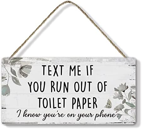 Ywkuiev Funny Farmhouse Drveni viseći znak sa užetom - Pošaljite mi poruku Ako vam ponestane toaletnog papira,