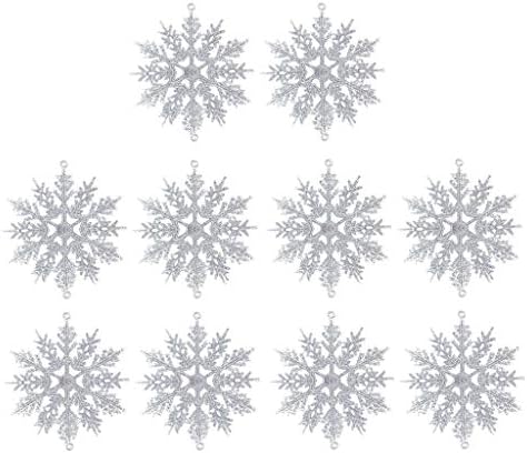 2022 10pcs Glitter pahuljice božićni ukrasi Xmas Tree Viseći ukras 10cm ukrasne kuke za ukrasne ornament