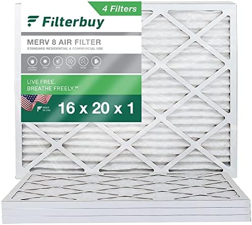 Filterbuy 16x20x1 Filter za vazduh MERV 8 odbrana od prašine , plisirani HVAC AC peći filteri za vazduh