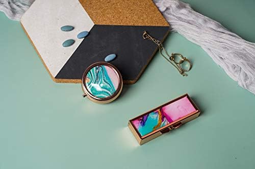 Hennaja pravougaona kutija za pilule i okrugla kutija za pilule,dekorativna džepna torbica prenosiva putna