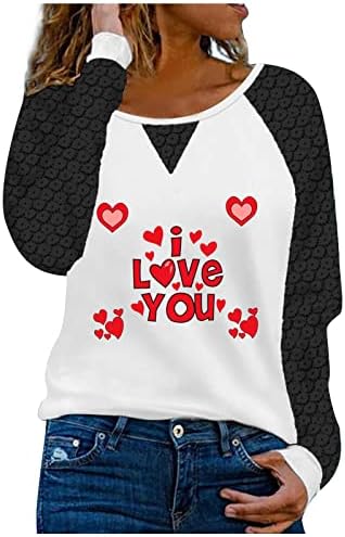 Srčane košulje za žene 2023 tinejdžerske djevojke Volim te grafičke teže, casual dugih rukava čipke za spajanje