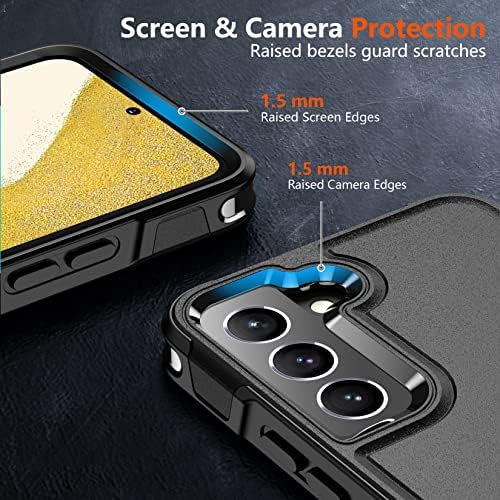 Spidercase za Samsung Galaxy S22 Plus, [10 Ft Zaštita od kapljice], 2 pakovanje [Zaštitni zaslon od kaljenog stakla + zaštitnik objektiva kamere] Teška kućišta s udarcem, crna