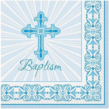 Jedinstveni religijski religijski križ ručak salveta, 13 x 13, plavi