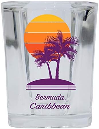 R I R uvozi Bermuda Caribbean suvenir 2 unca kvadrat Shot Glass Palm dizajn