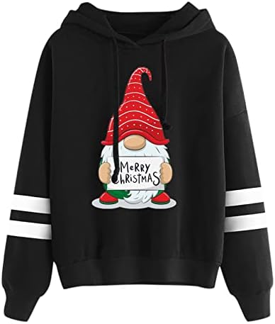 Comfy hoodie žene klasične vrhove slatka grafička kapuljača Sretan božićni duksevi dugih rukava grafički